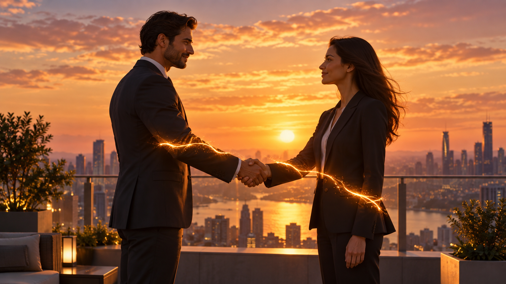 nasusunog na handshake AI effect: Sunset Fireline Pact