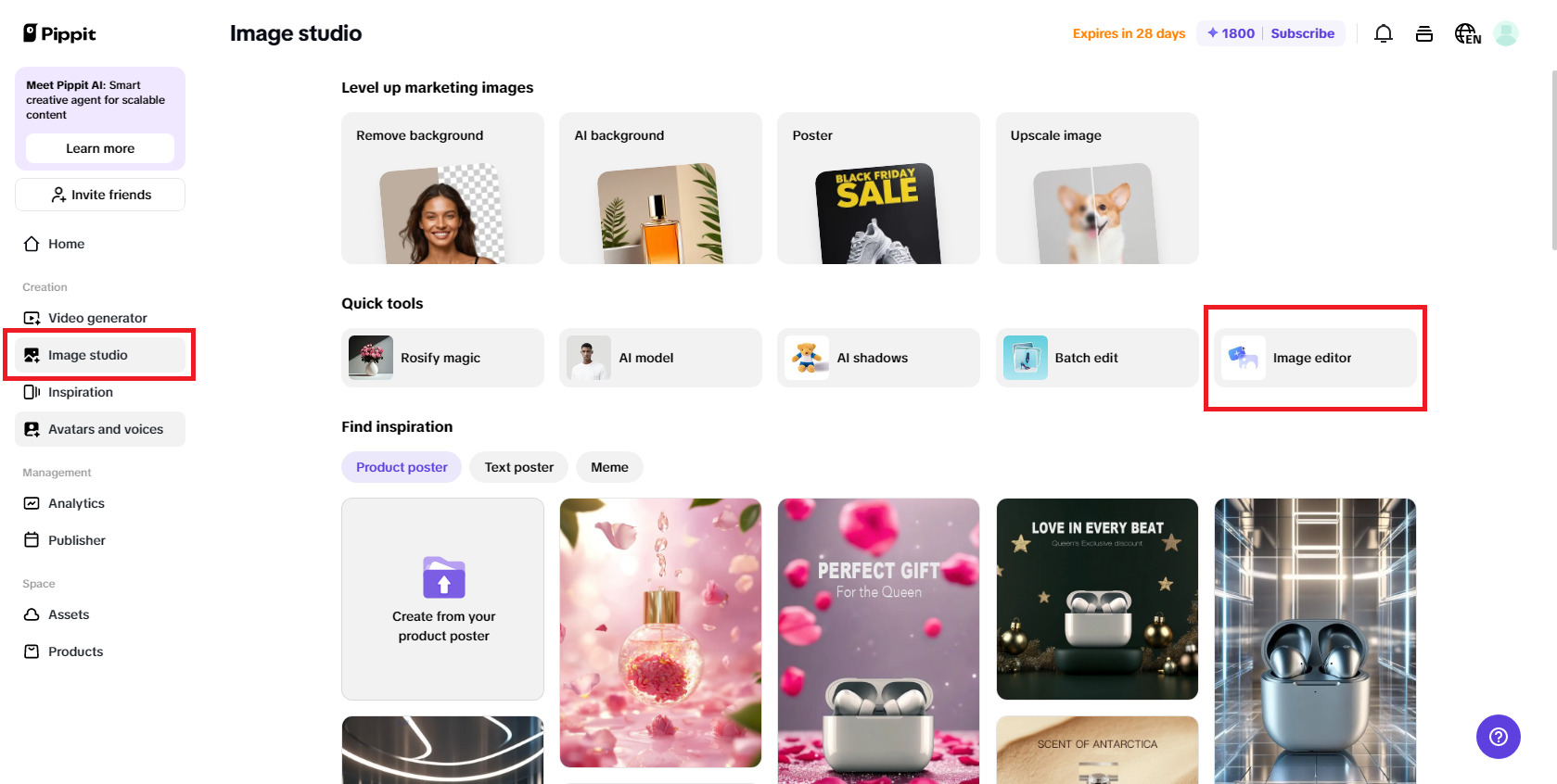 Select Image Editor from Image Studio