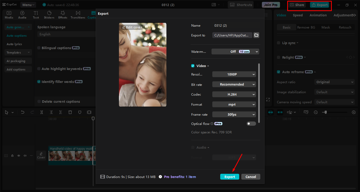 Exporting high-quality TikTok video from the CapCut desktop video editor