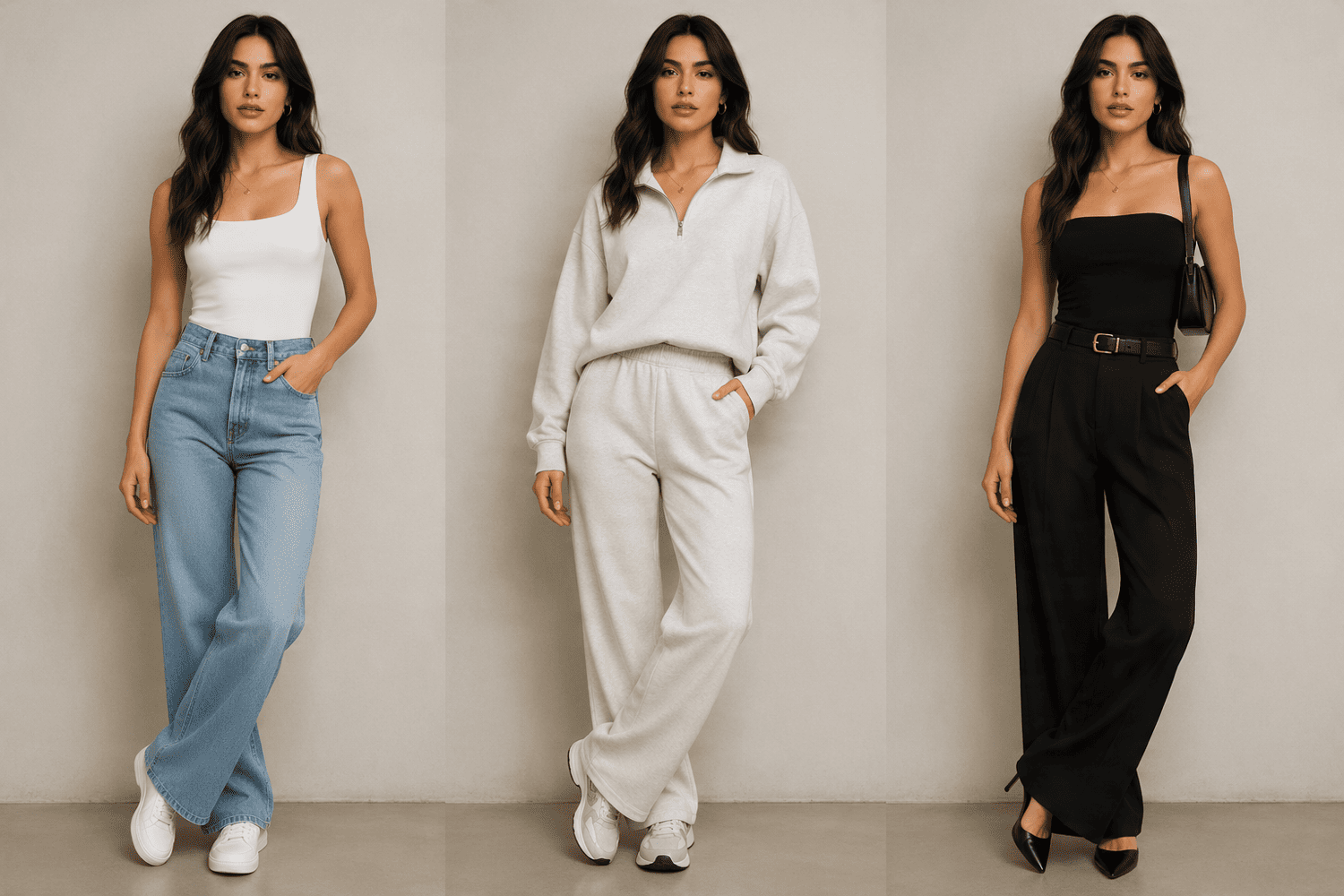 Different outfit styles try on