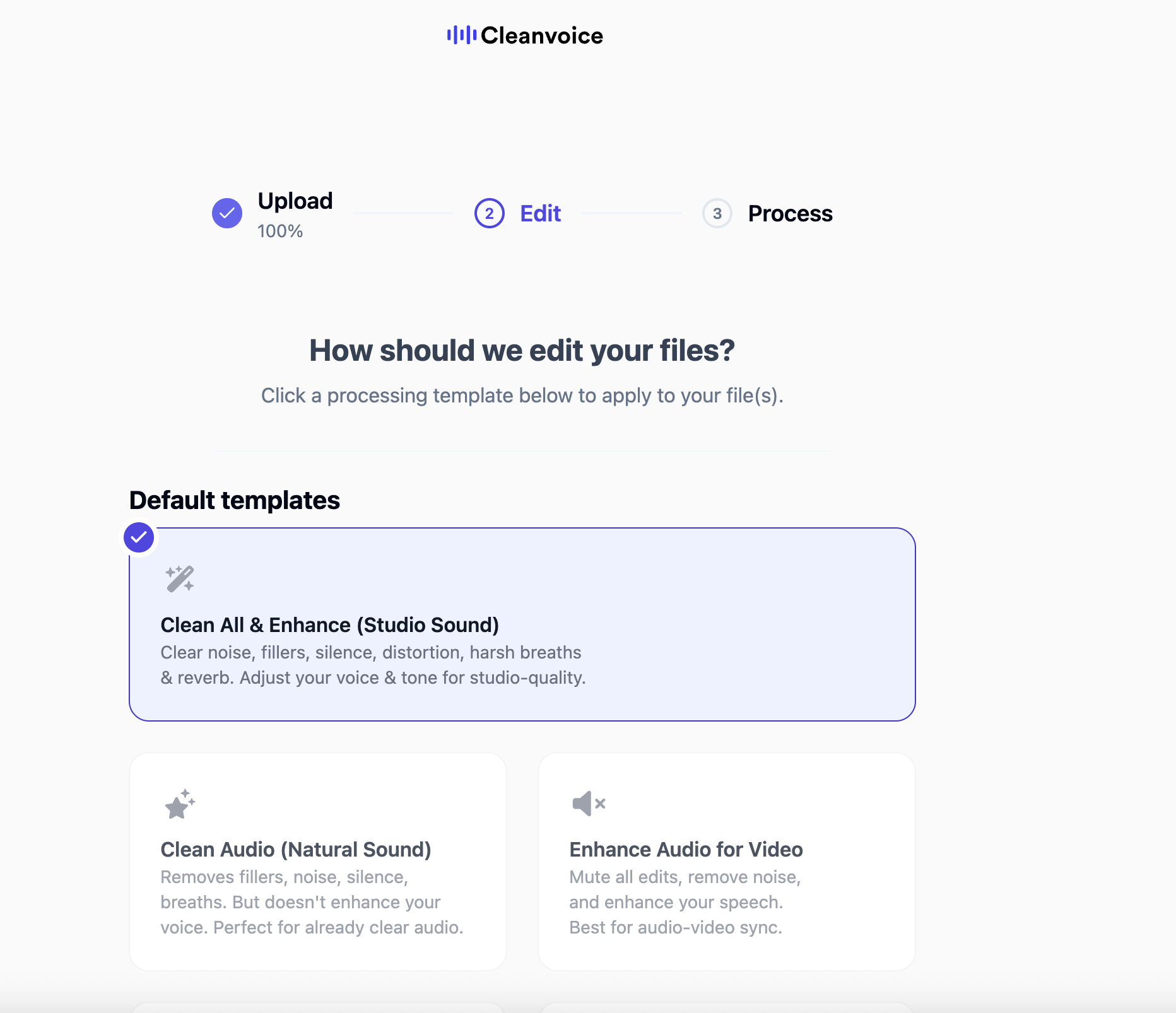 Choose the cleanup options