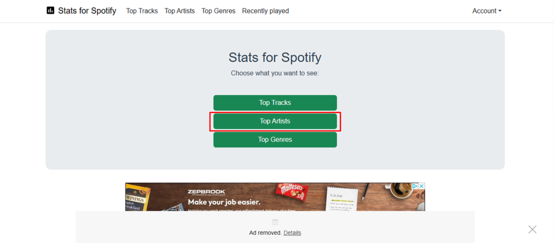 Click on the top artists