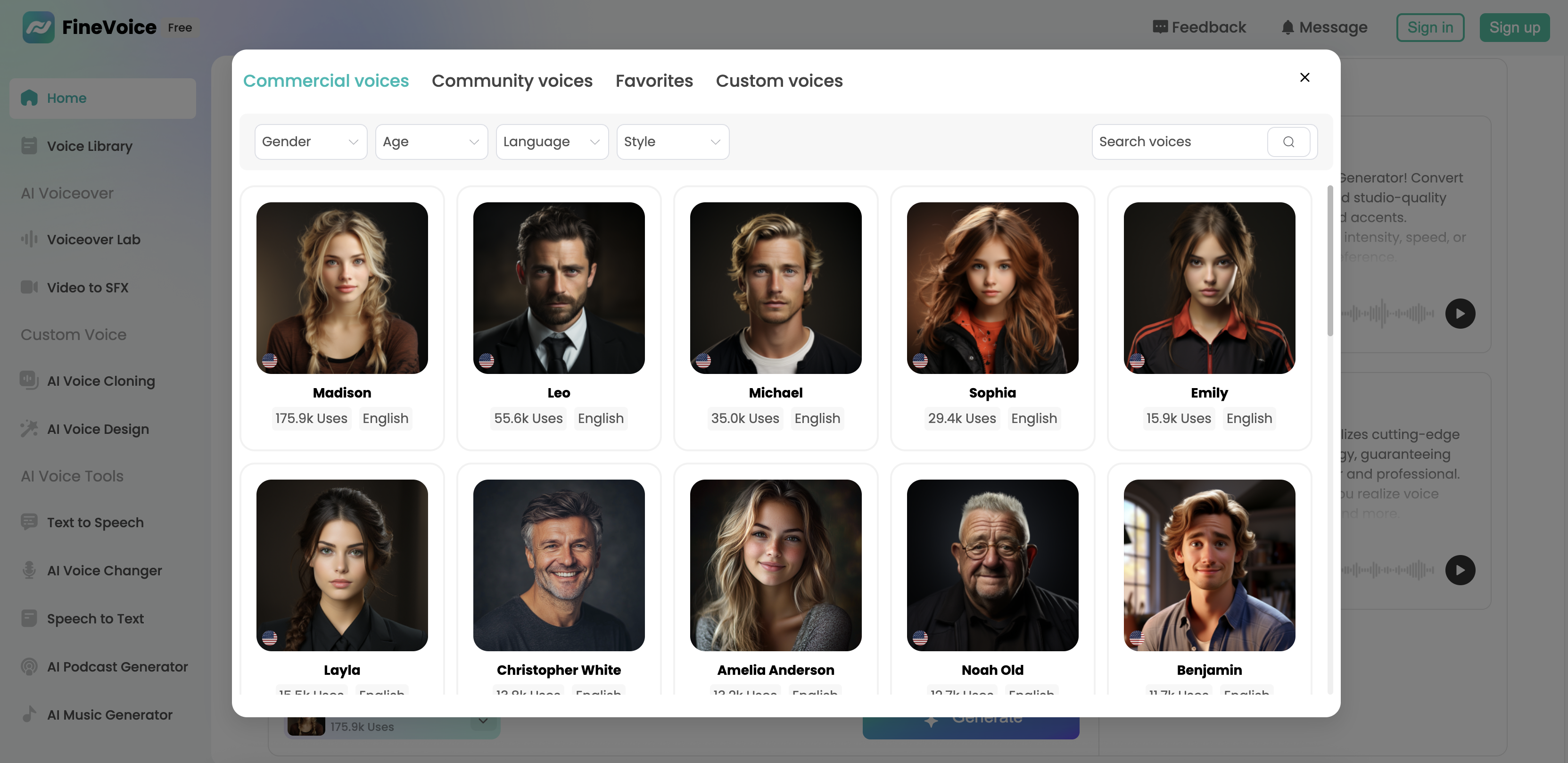 Fineshare AI 女聲生成器