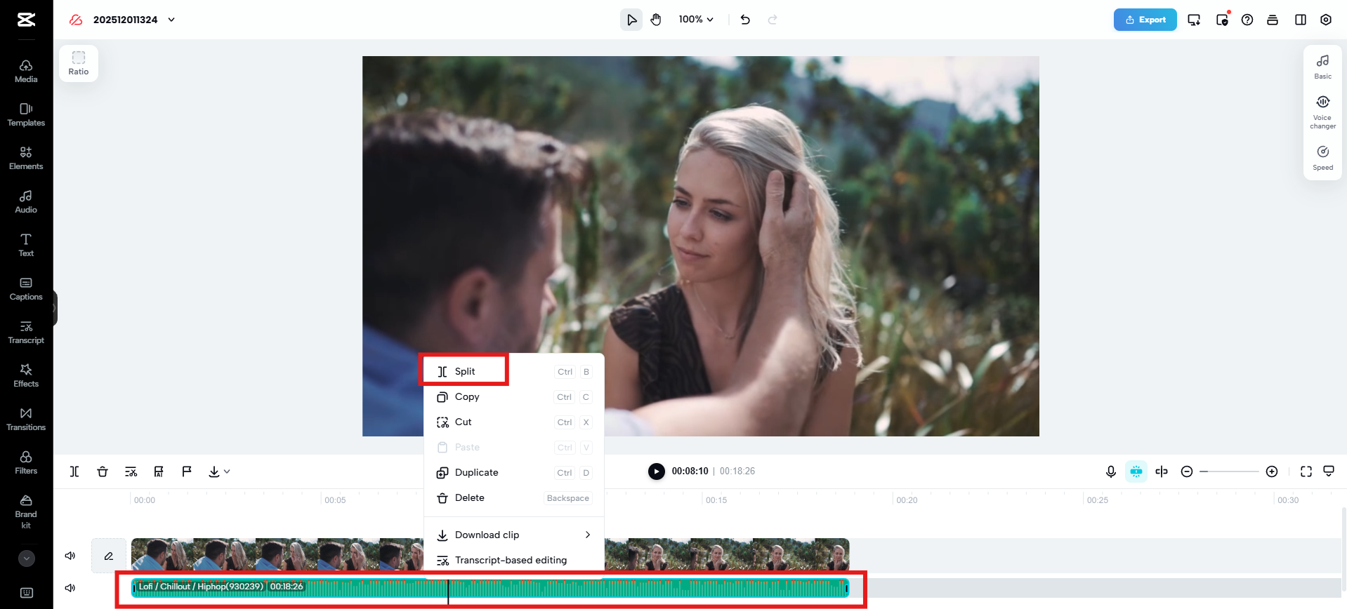 分割或修剪音訊
