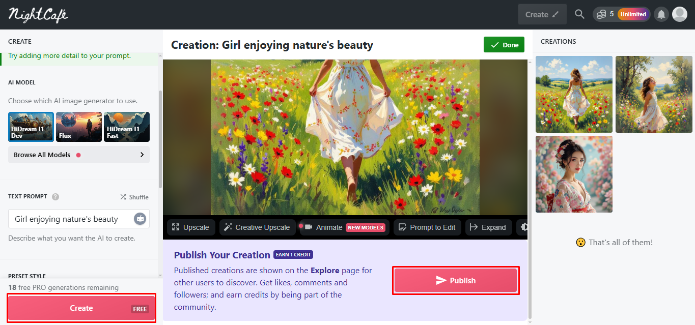 Customizing and generating your artwork in NightCafe studio