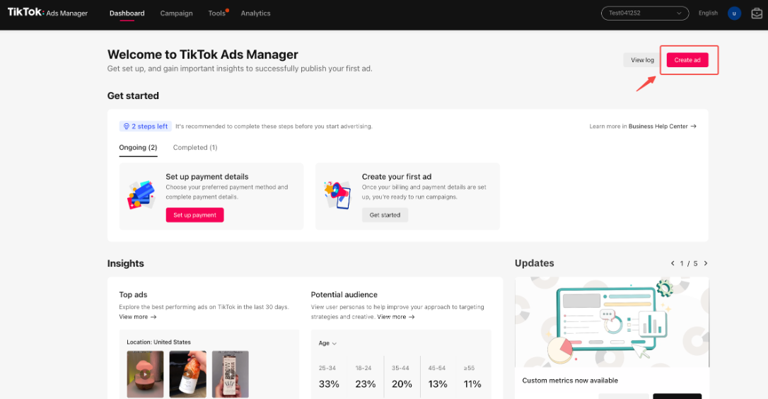 Set up your campaign ad and objective