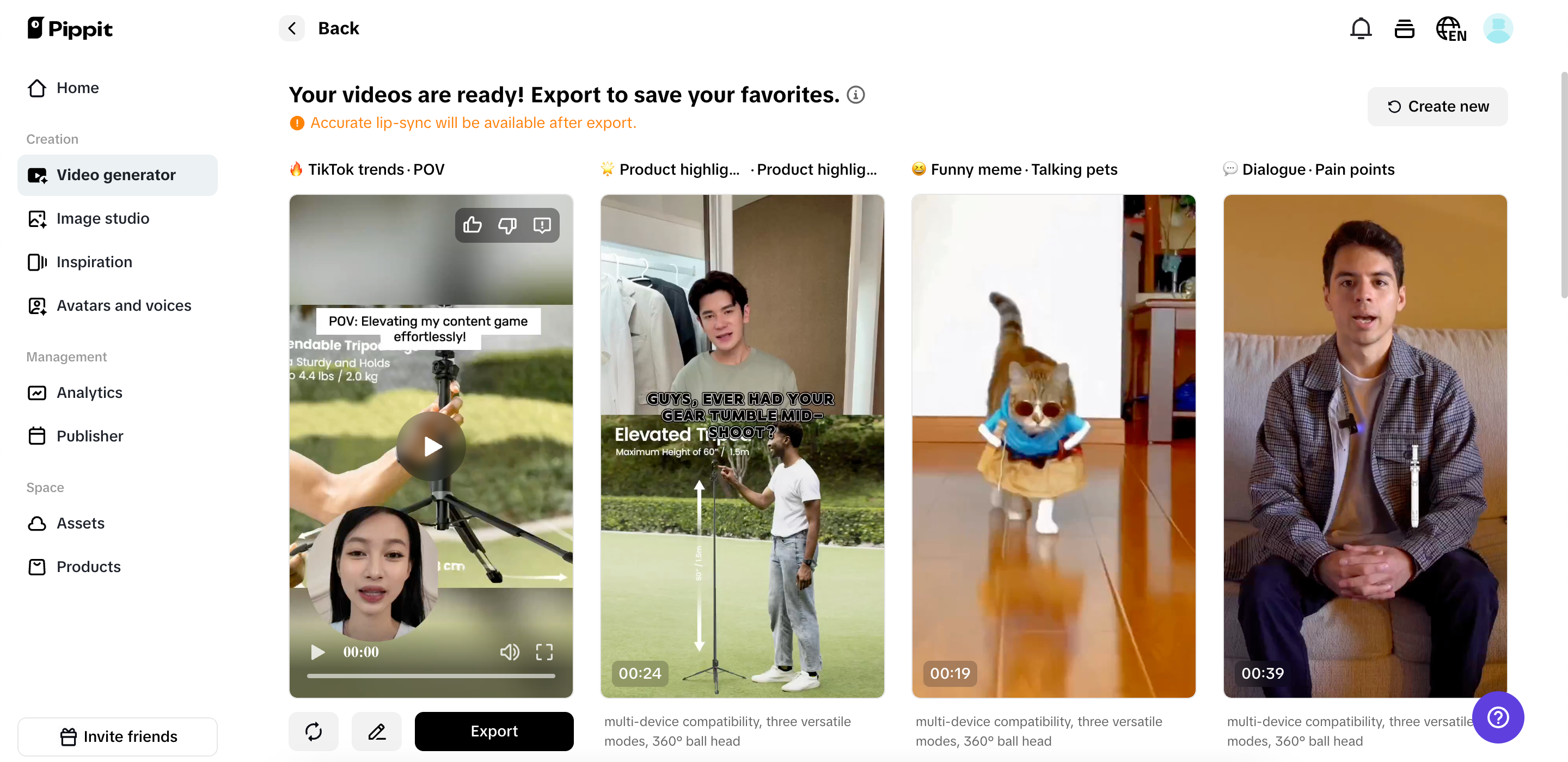Pilih video yang dihasilkan sesuai preferensi Anda.