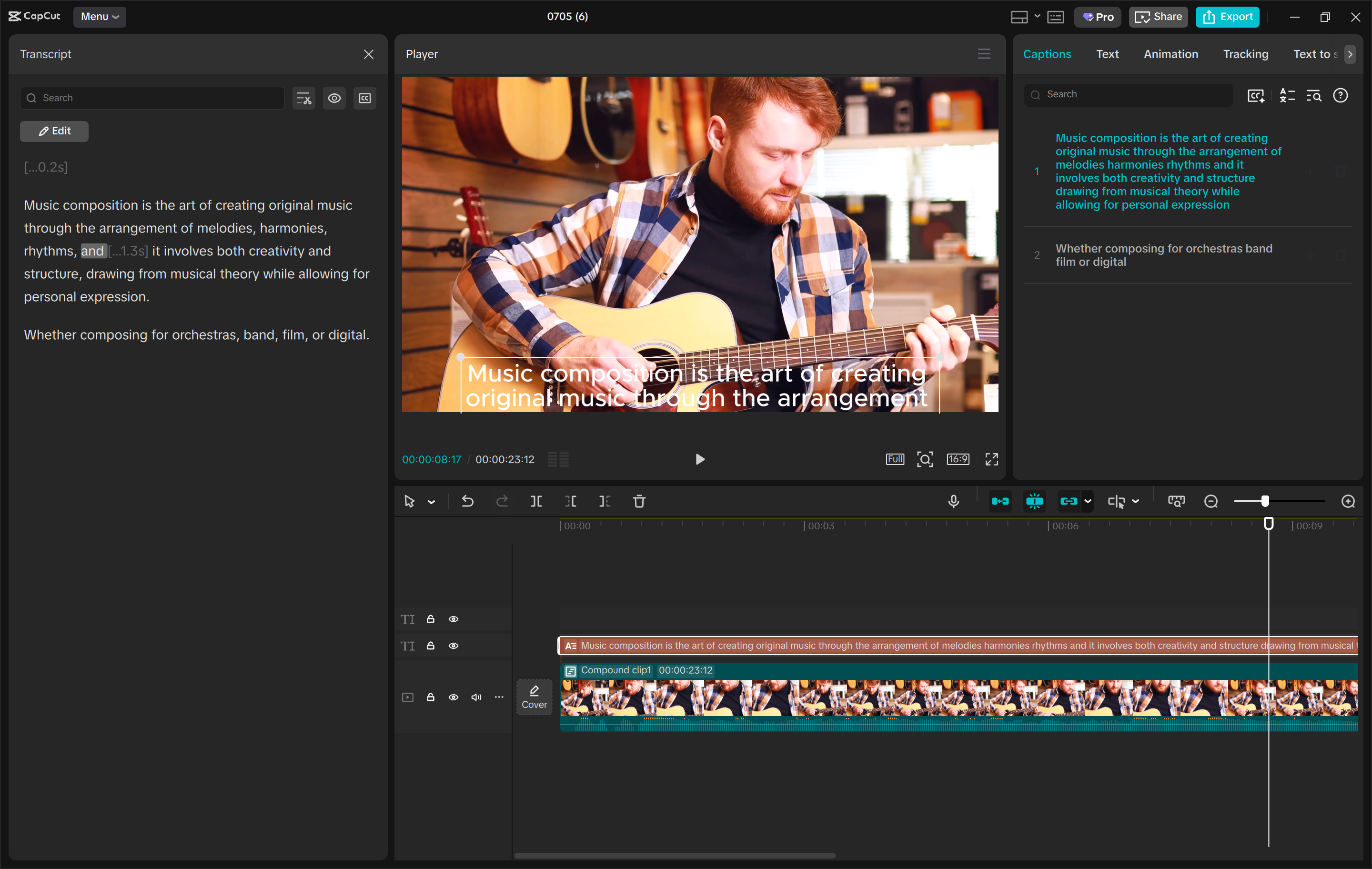 Interface of the CapCut desktop video editor