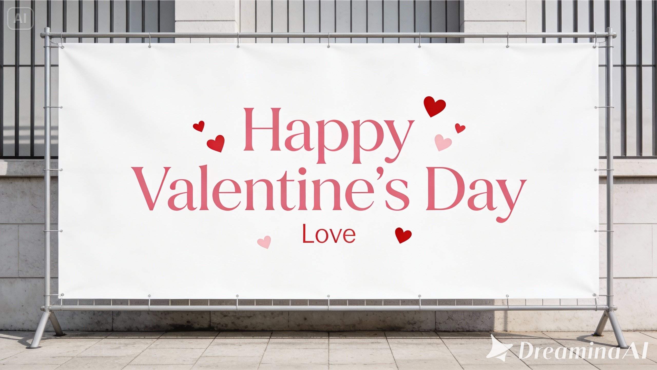 Valentine's Day banner with love birds and sweet treats like chocolates