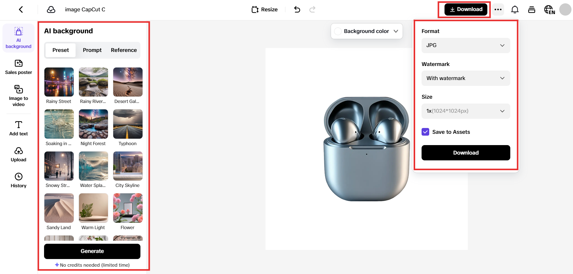 AI background removal with Pippit