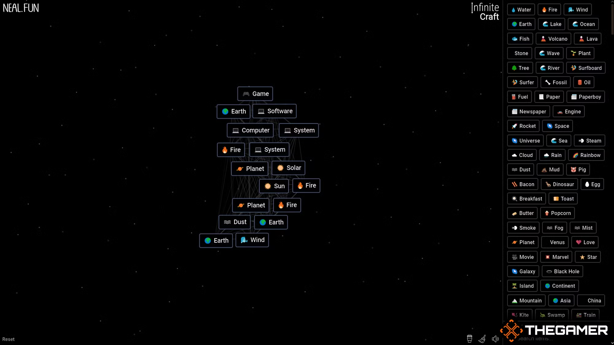Infinite Craft генеративная сцена создания мира видеоигр с искусственным интеллектом
