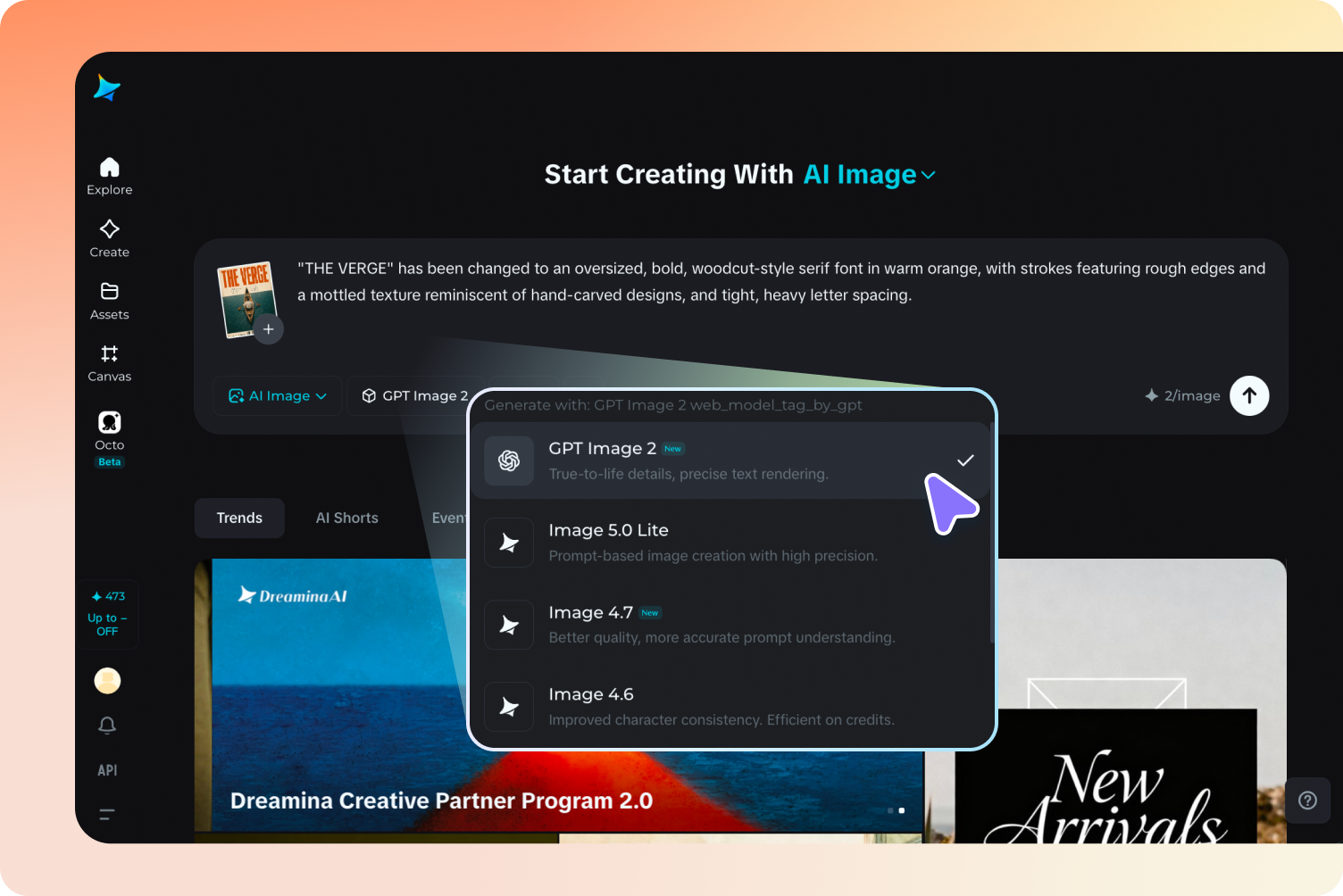 Choose the image model, settings, and generate