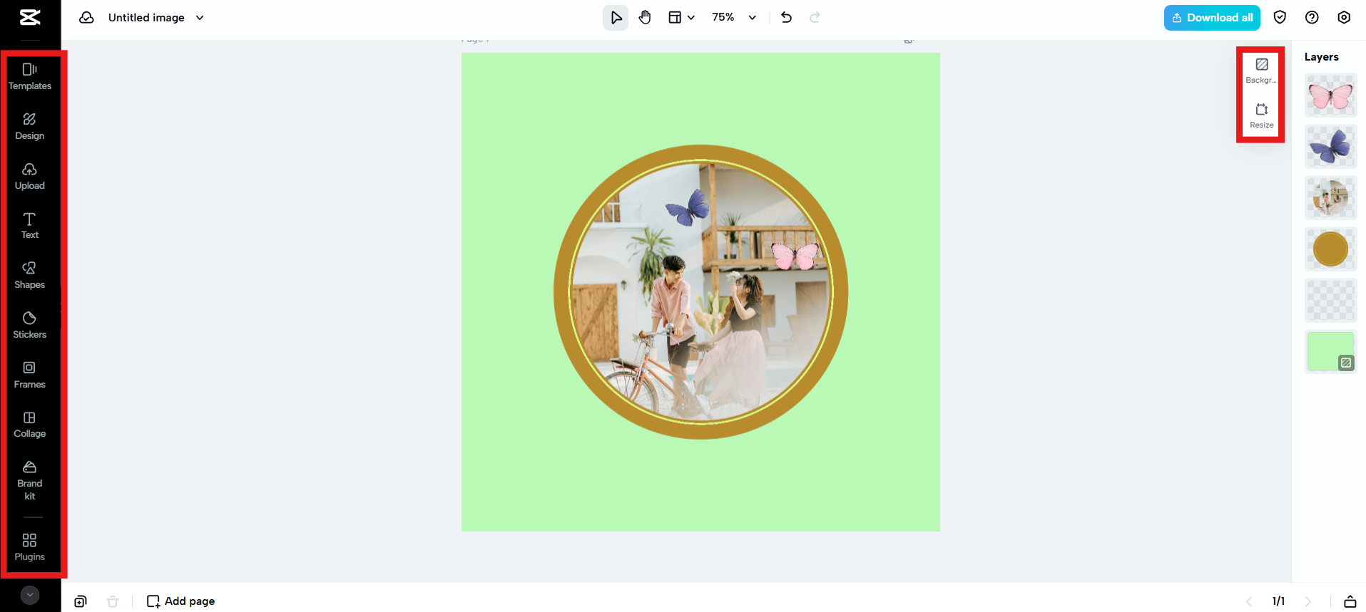 Add backgrounds, shapes, stickers and text