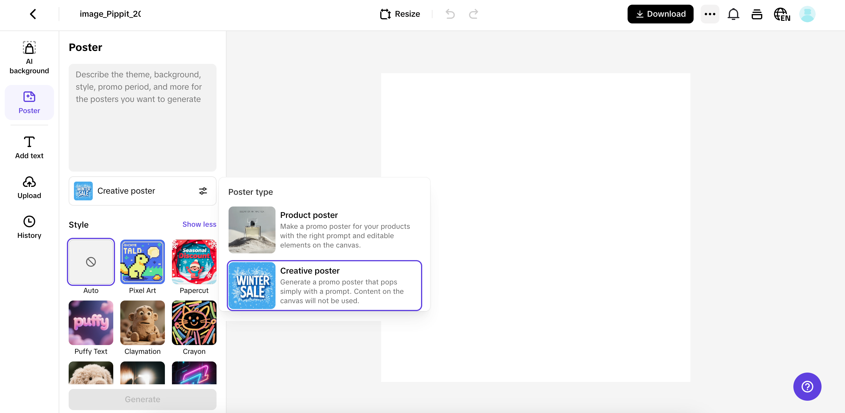 Access the Poster and generate