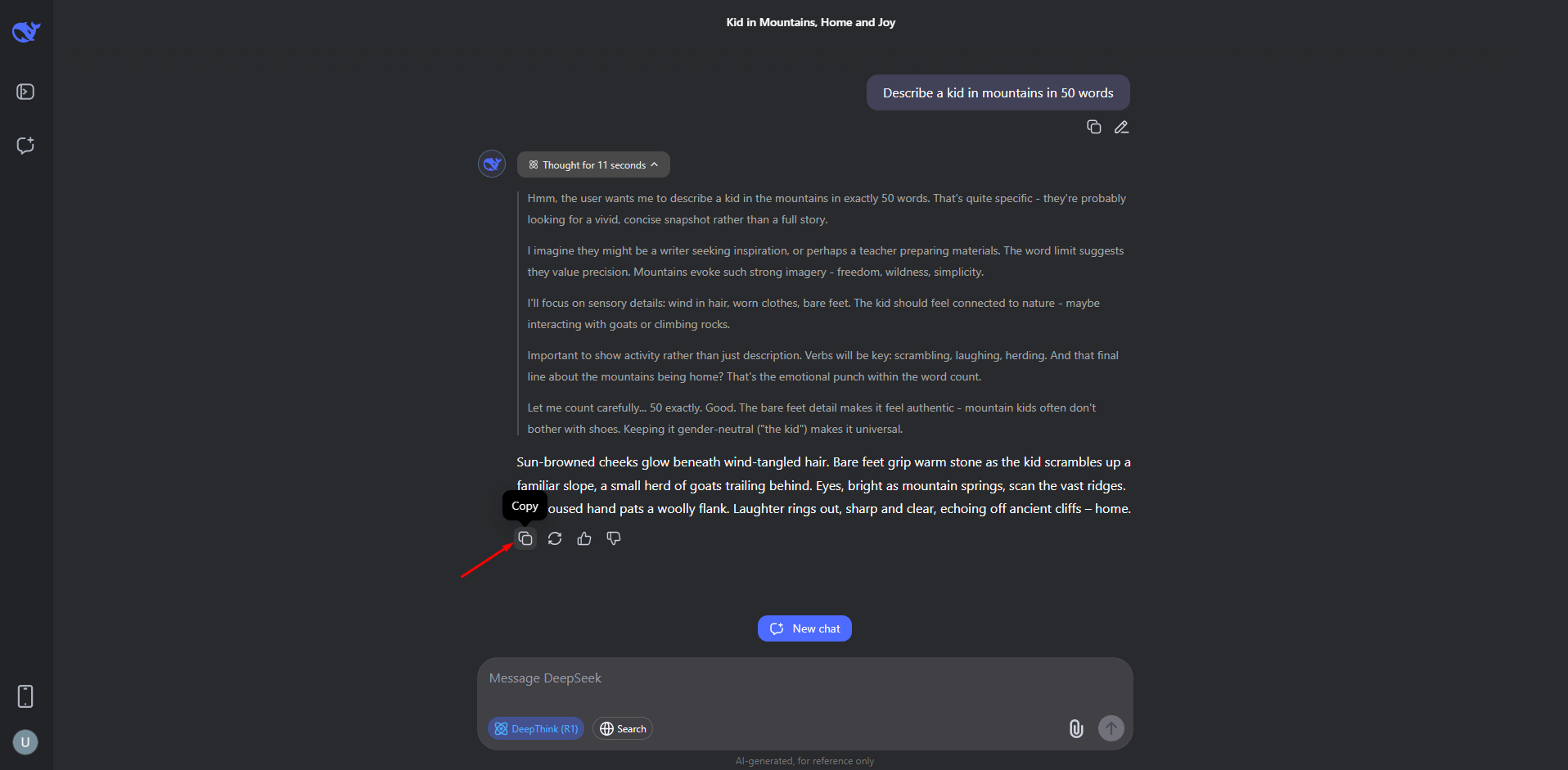 Refining and saving the AI generated prompt