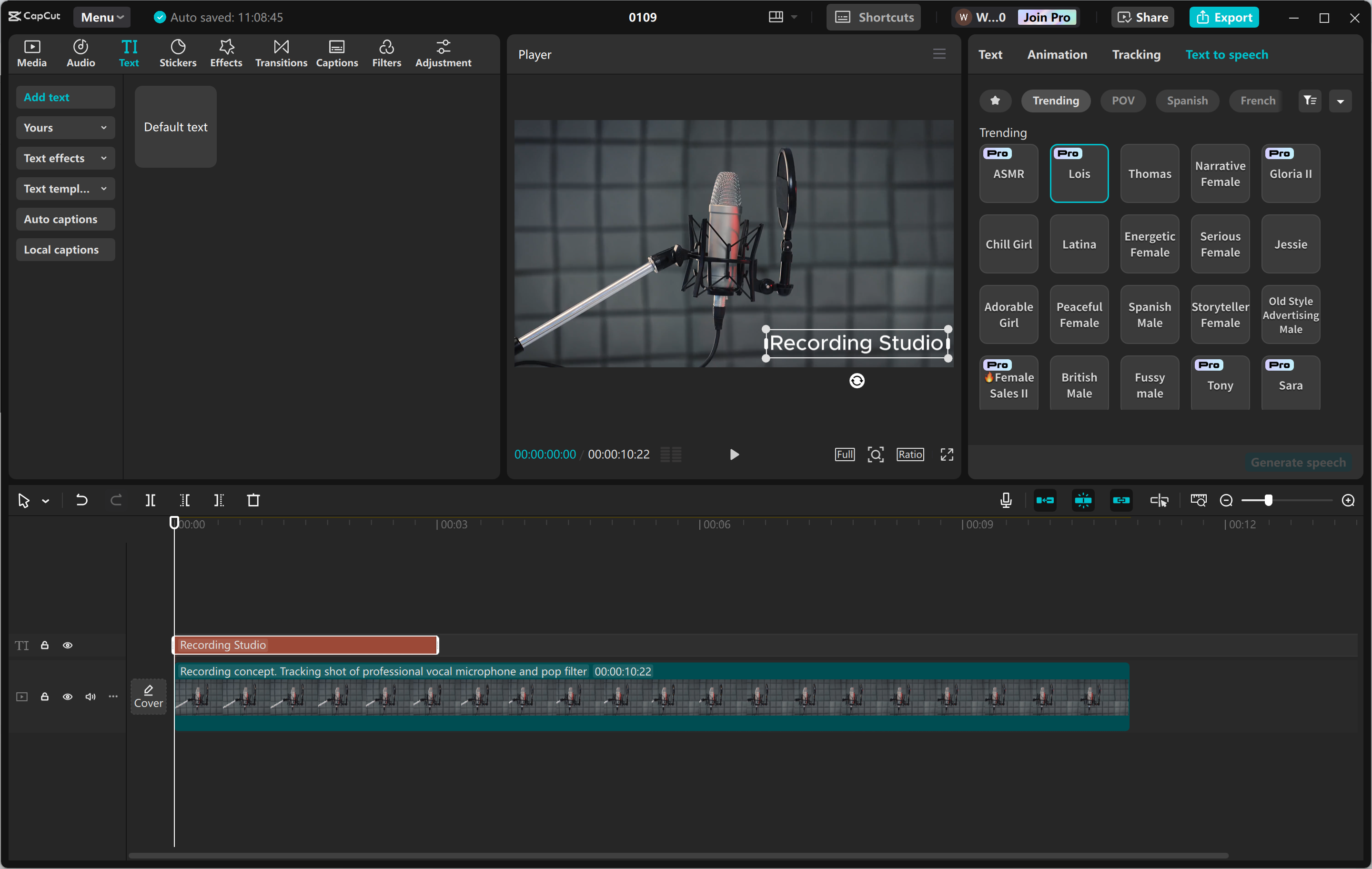 อินเทอร์เฟซของโปรแกรมแก้ไขวิดีโอเดสก์ท็อปCapCut - วิธีง่ายๆ ในการเพิ่มเสียง AI ลงในวิดีโอ