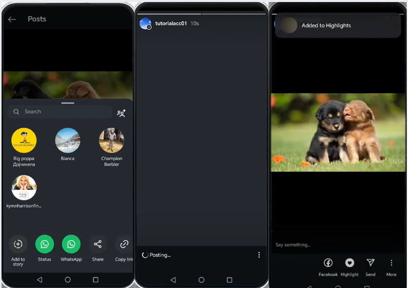 Showing how to add reels to highlights on Instagram