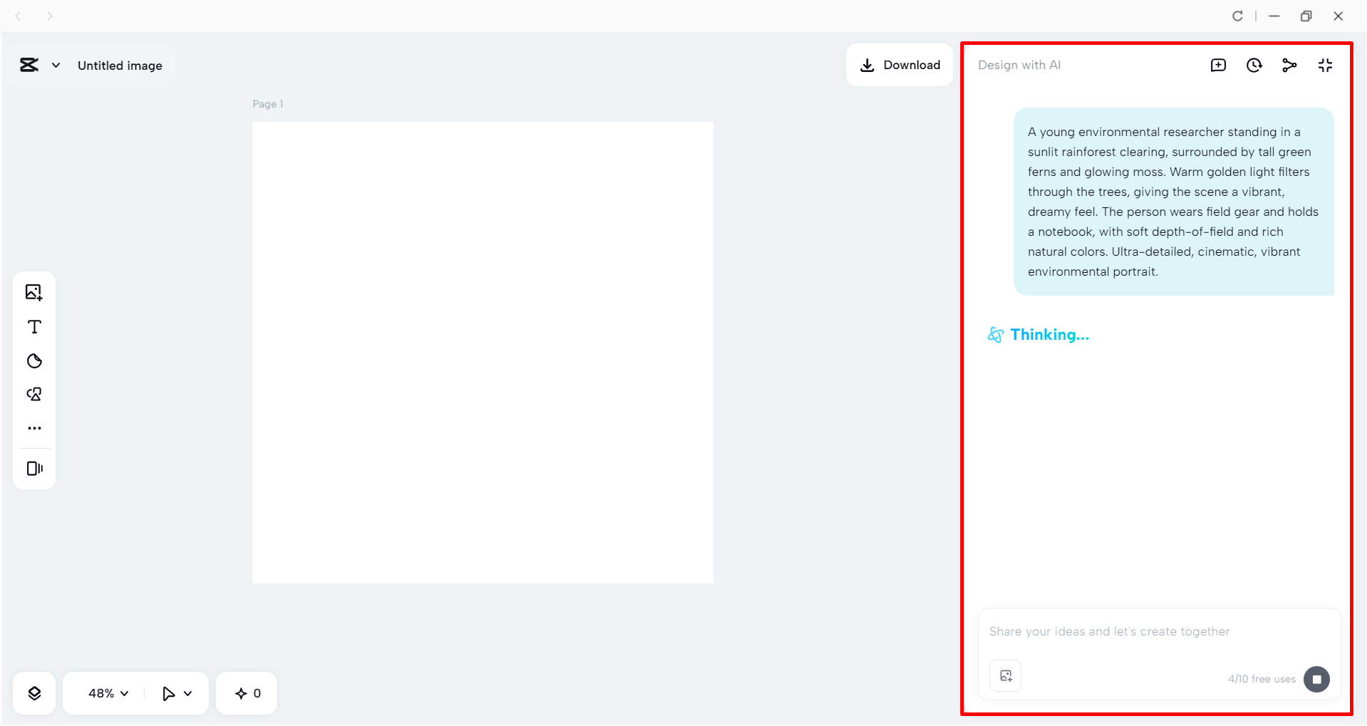 Generating an environmental portrait using CapCut's AI design