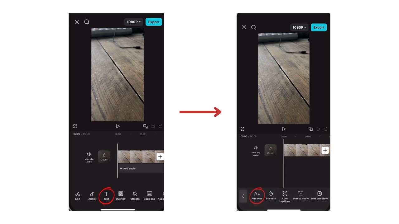 Adicione texto no aplicativo móvel CapCut