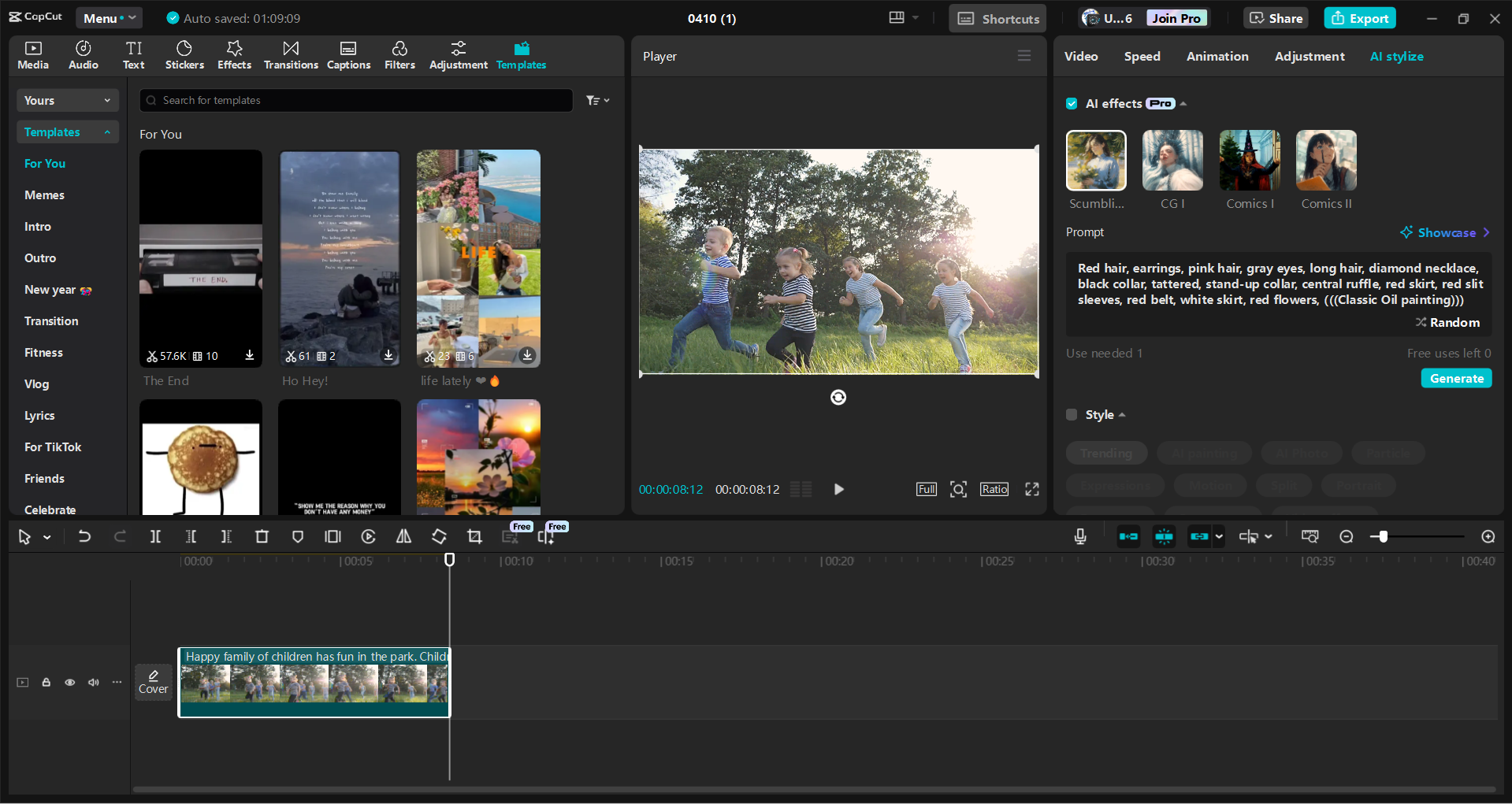 Interface of the CapCut desktop video editor - an easy way to edit videos and adjust timeline