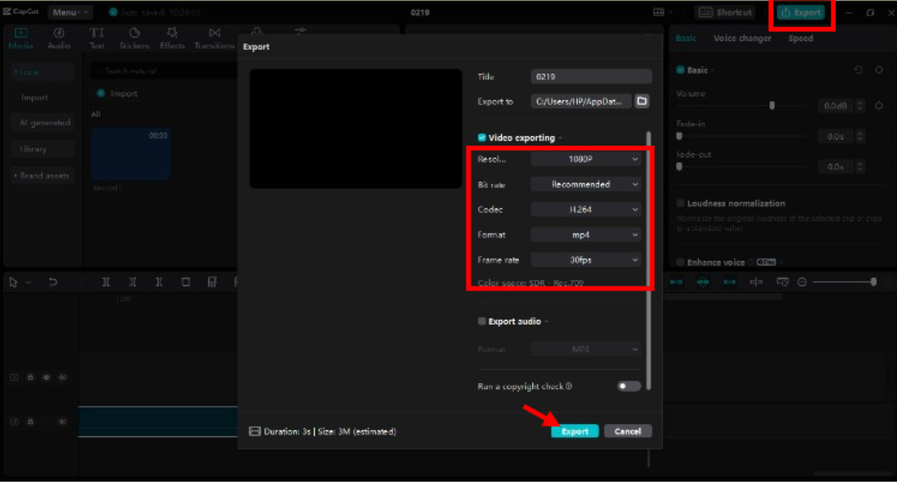 Save and export