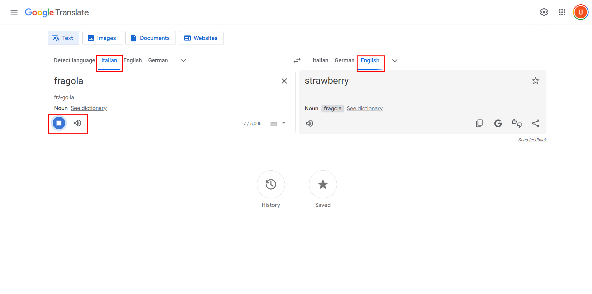 Translating Italian audio to English with Google Translator