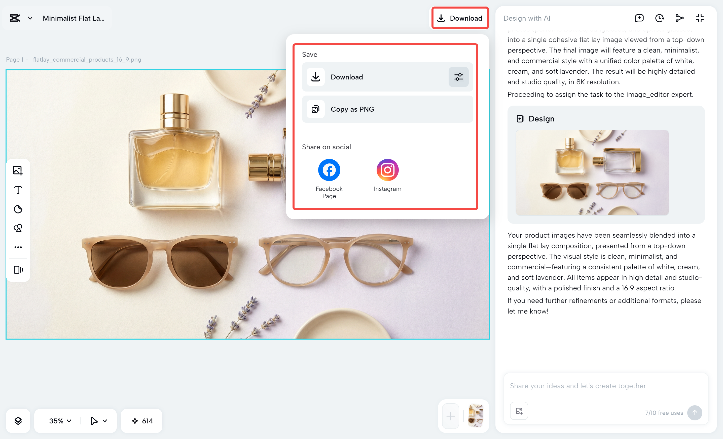 Download the image from CapCut