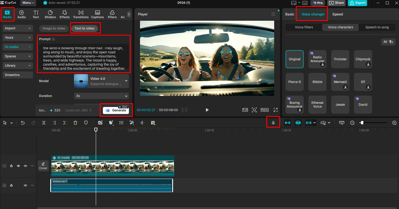 Converting text to video in the CapCut desktop video editor