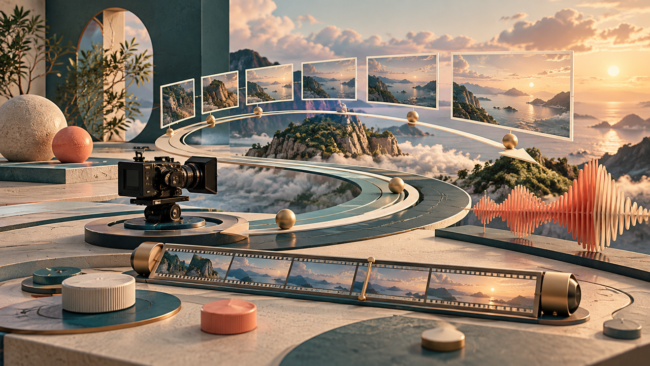 Camera-path arcs, reference frames and a sound-wave sculpture