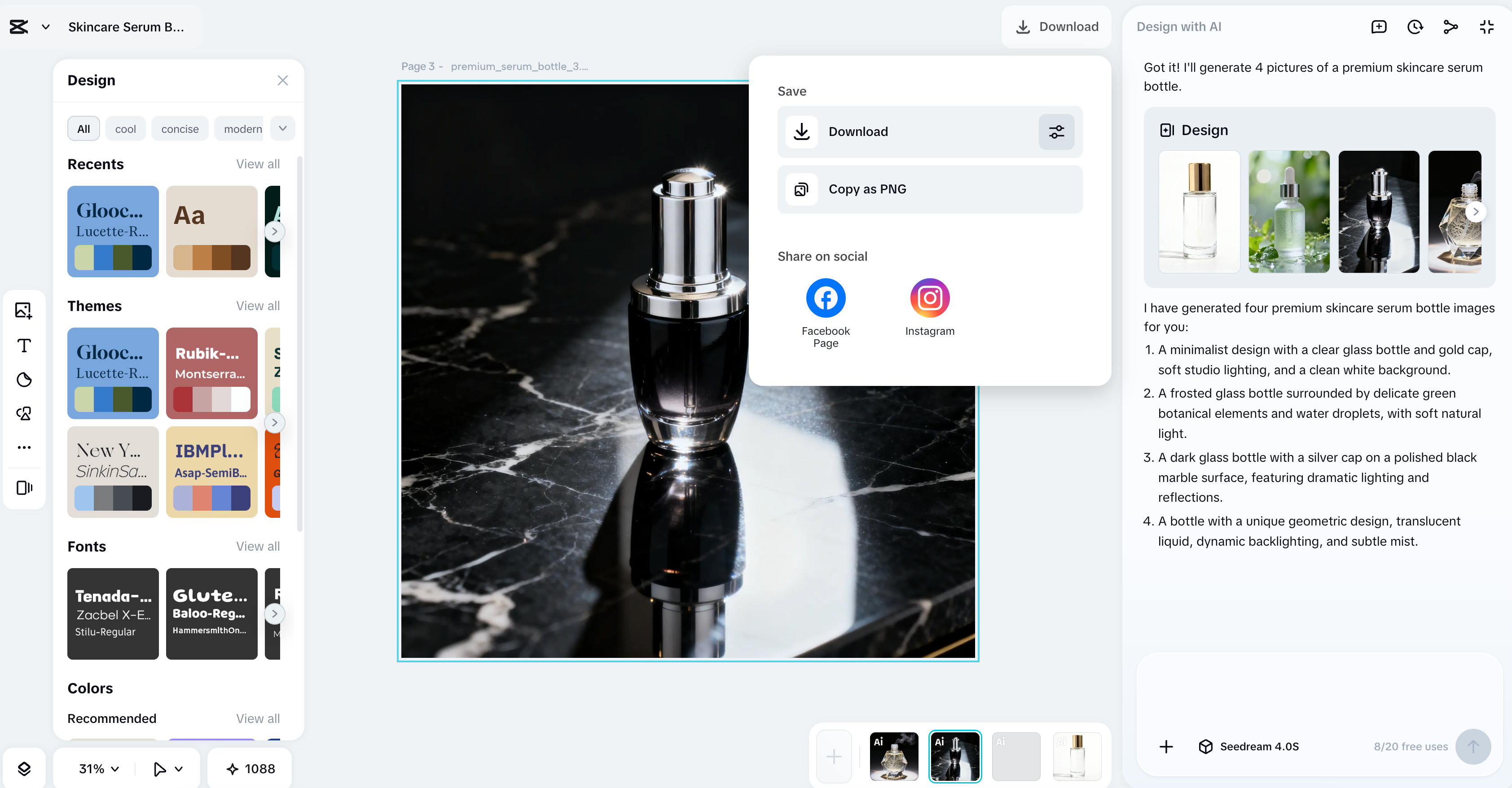 Premium skincare serum bottle