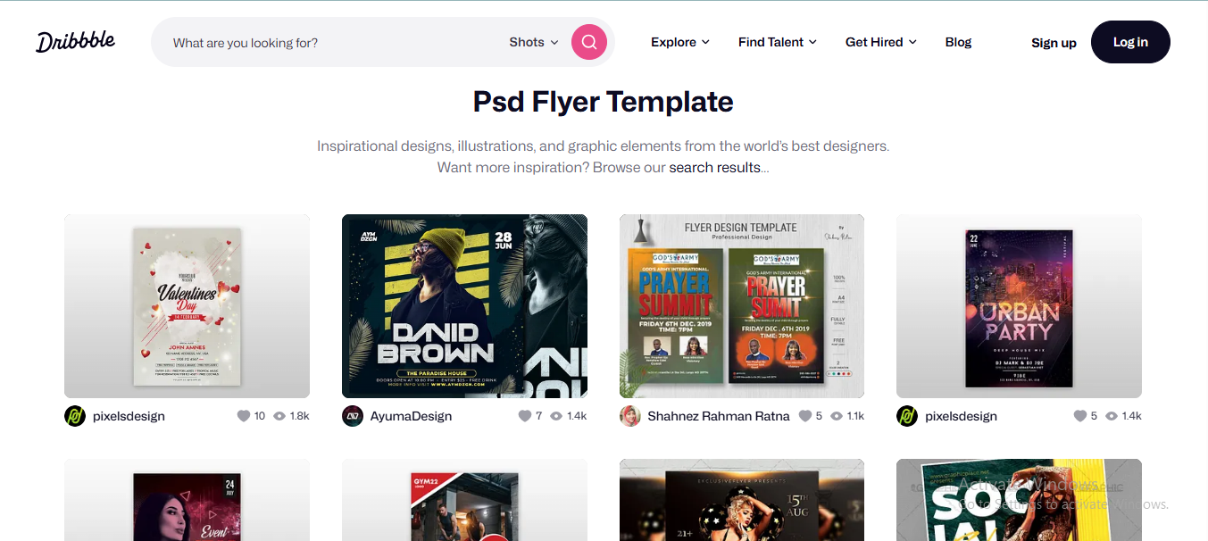 Dribbble - an easy-to-use tool to discover templates for PSD flyers