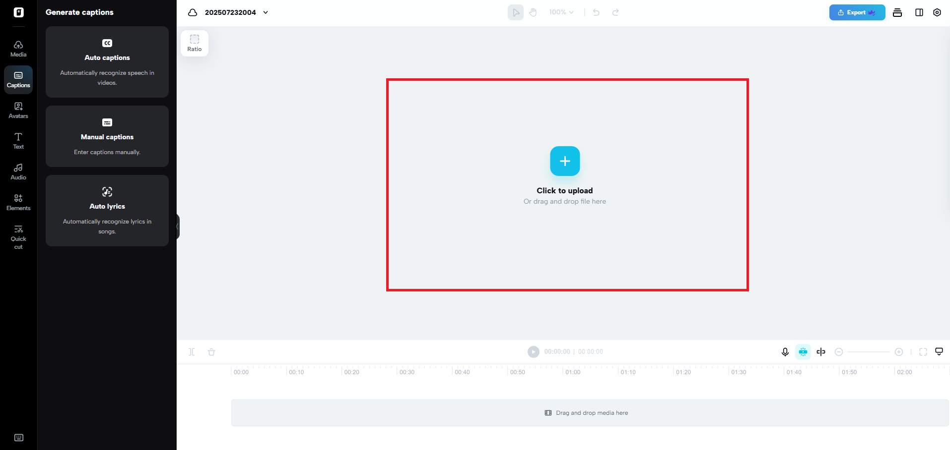 Upload your video file (with audio)