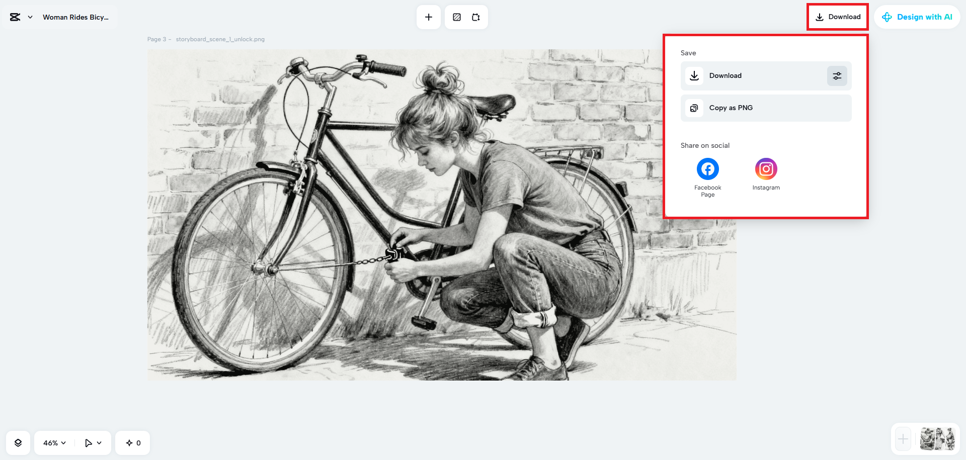 Ekspor desain storyboard Anda