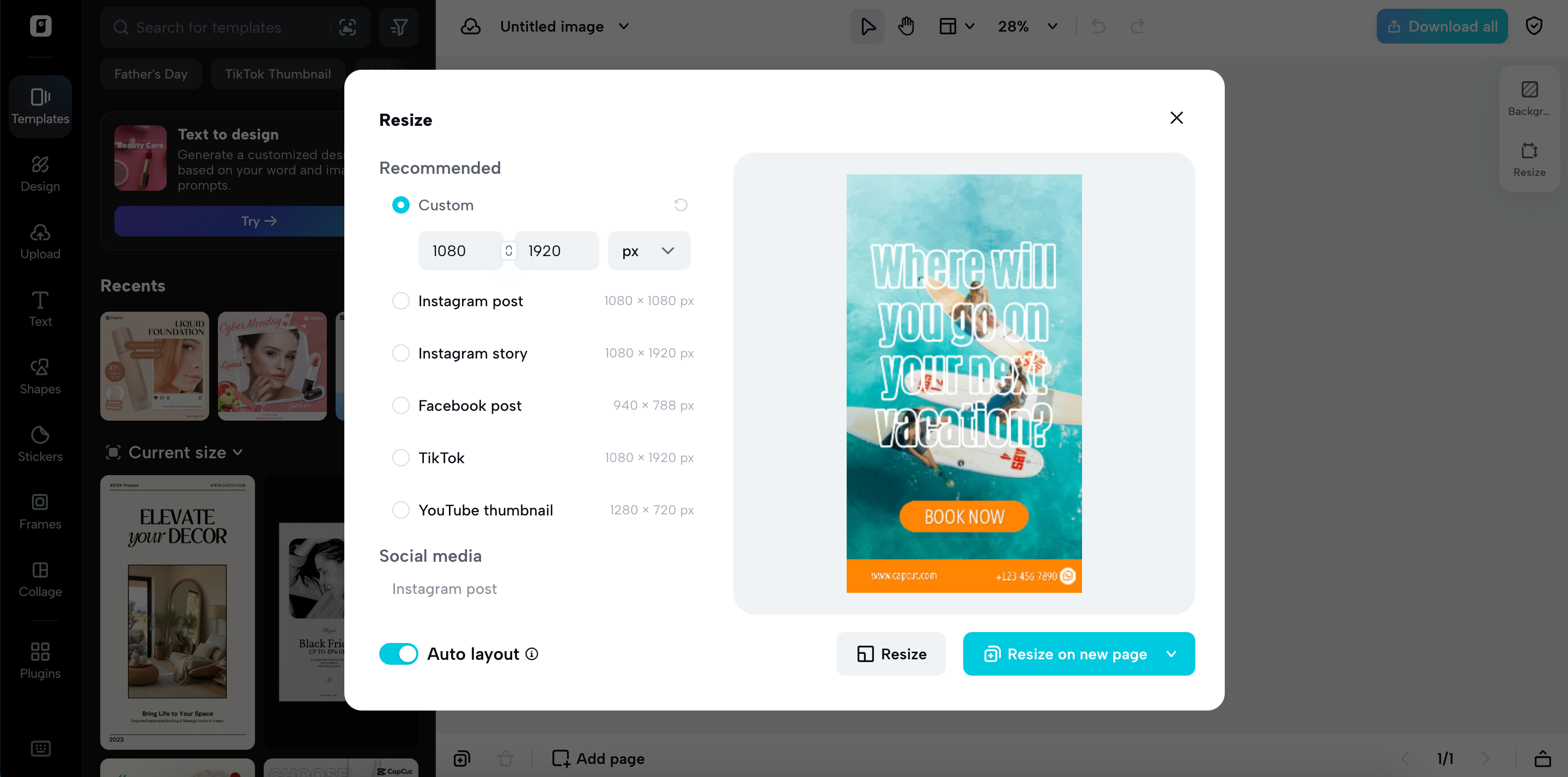 Auto crop features for multi-platforms