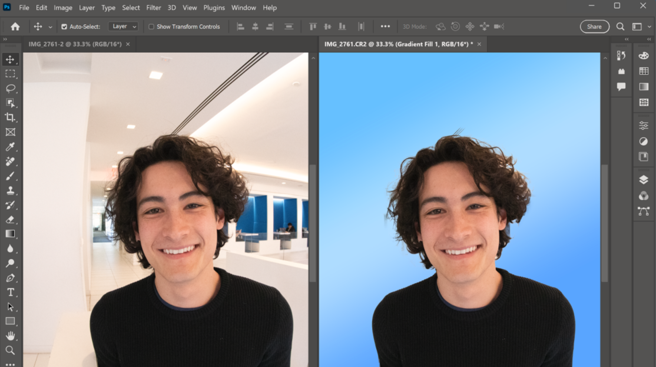 Interface d'Adobe Photoshop - un éditeur d'arrière-plan photo professionnel