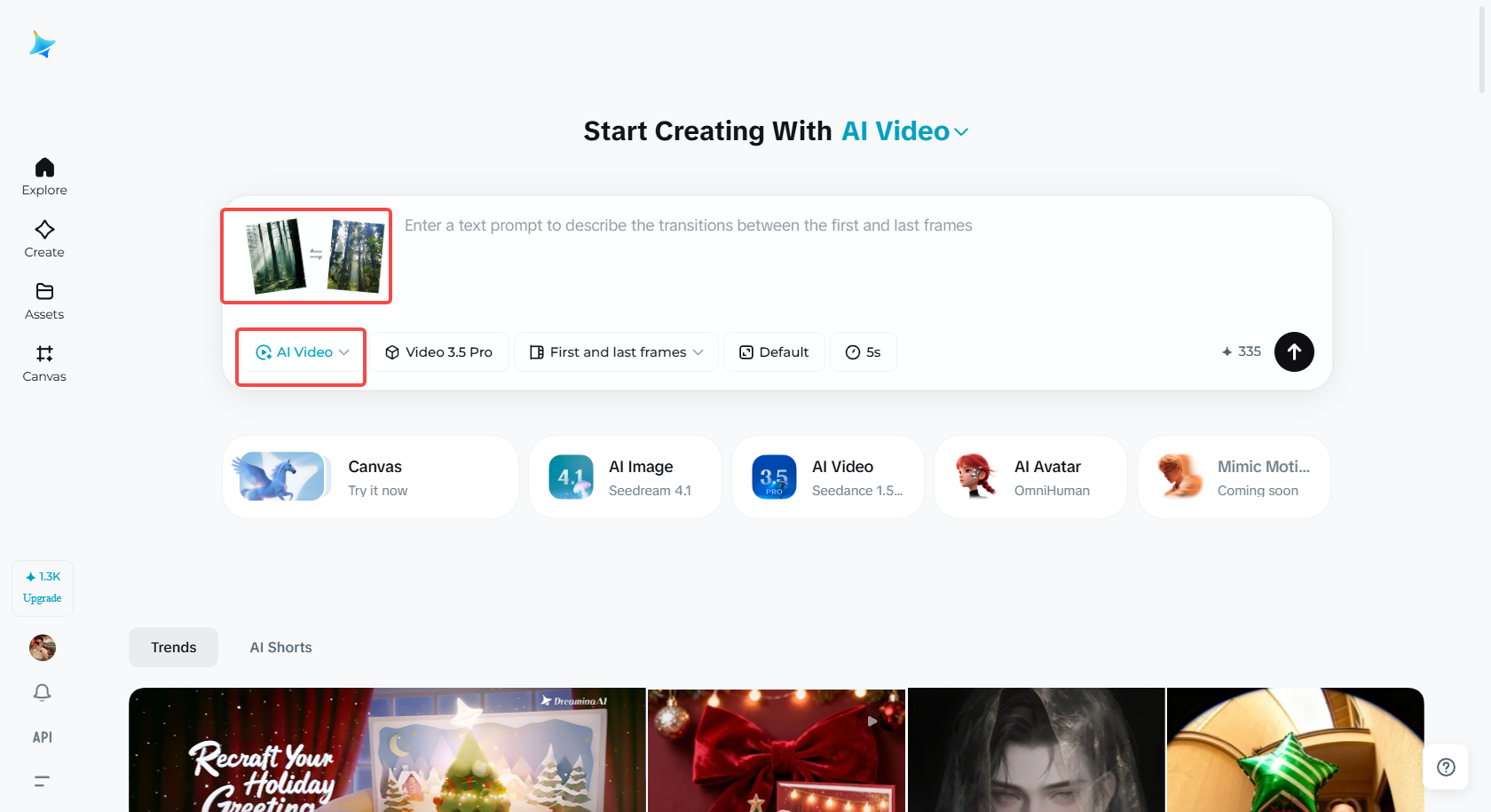 Încărcați imagini în funcția "AI Video"