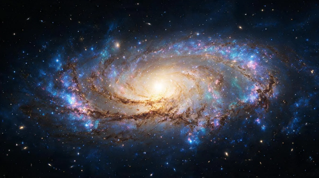 Realistic galaxy scene visual