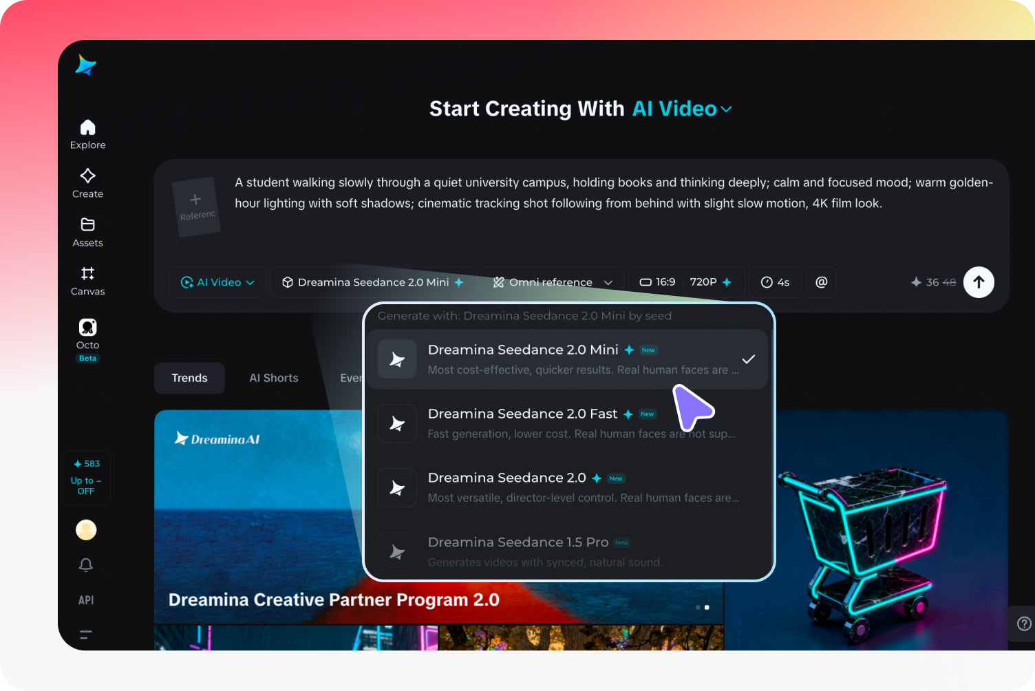 Adjust settings and generate