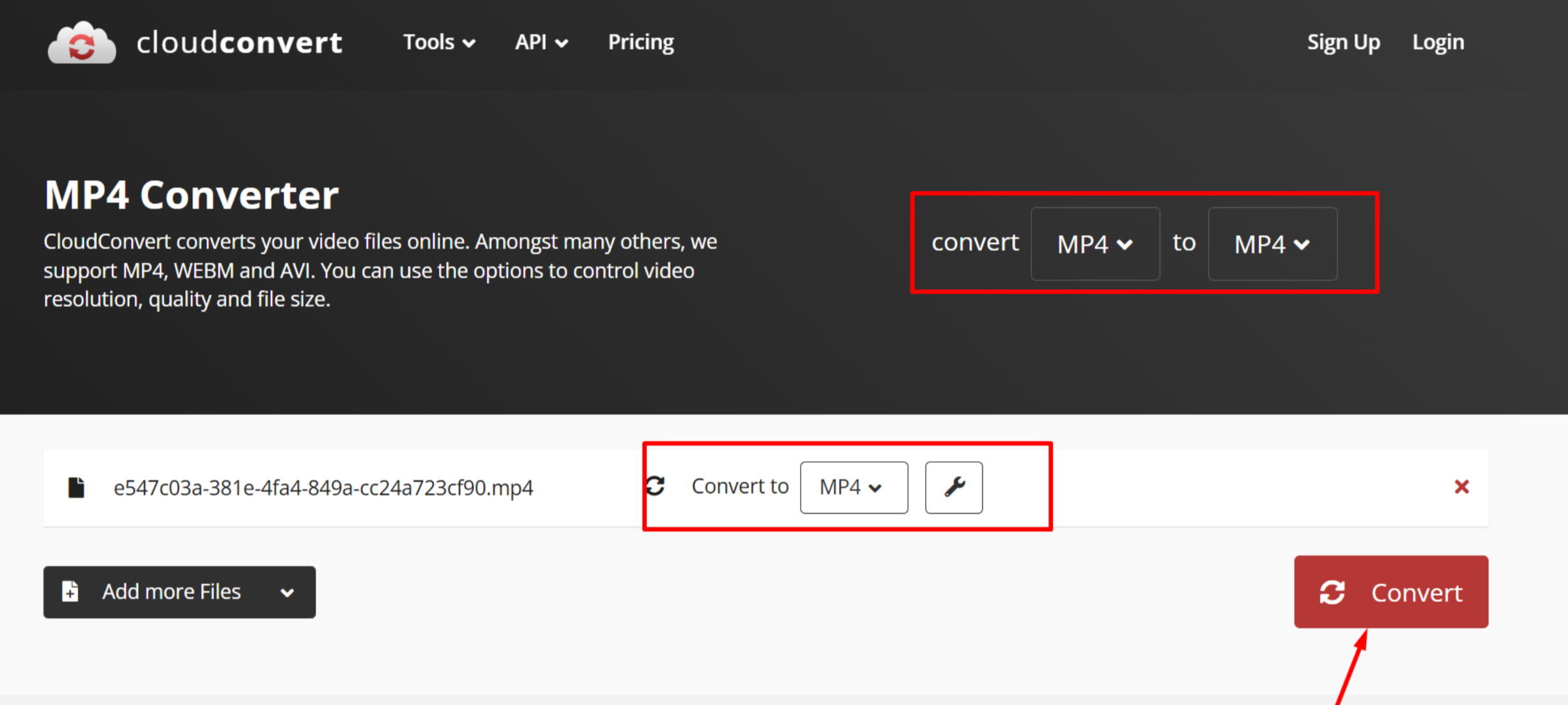 Choosing MP4 format
