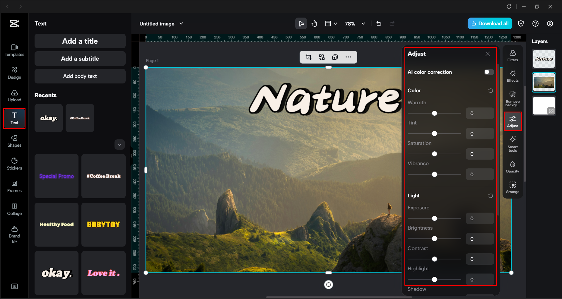 Editing the images with AI tools in the CapCut desktop video editor