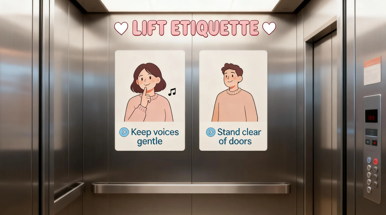 Etiquette poster for elevator image