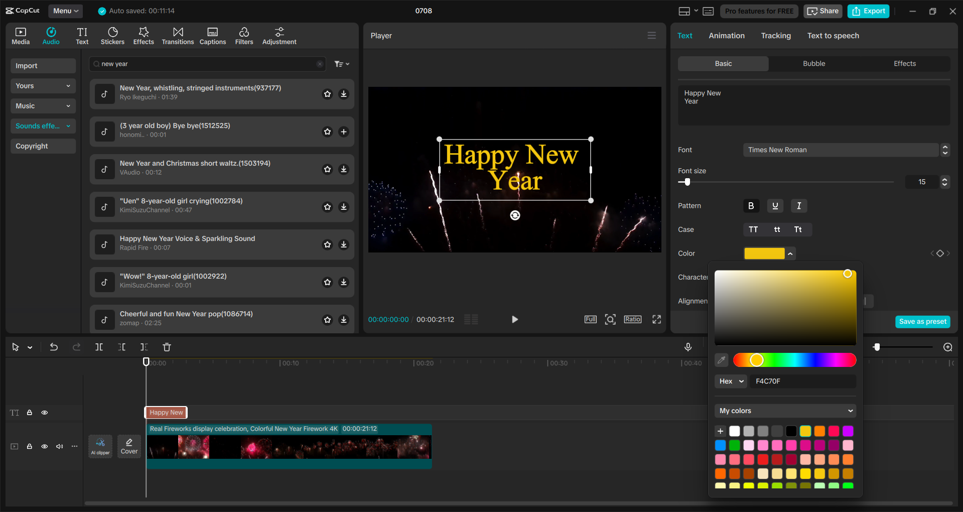 Interface of the CapCut desktop video editor - a user-friendly way to make Happy New Year videos