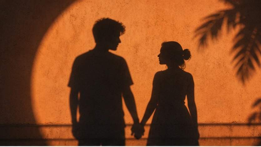 Romantic Shadow Couple AI Prompt example 1