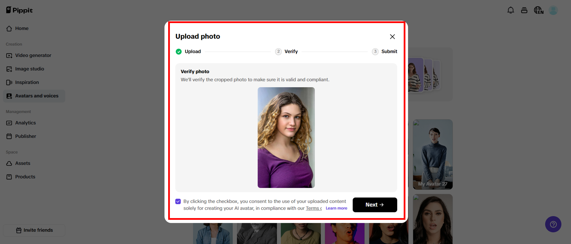 I-upload ang larawan at magpatunay
