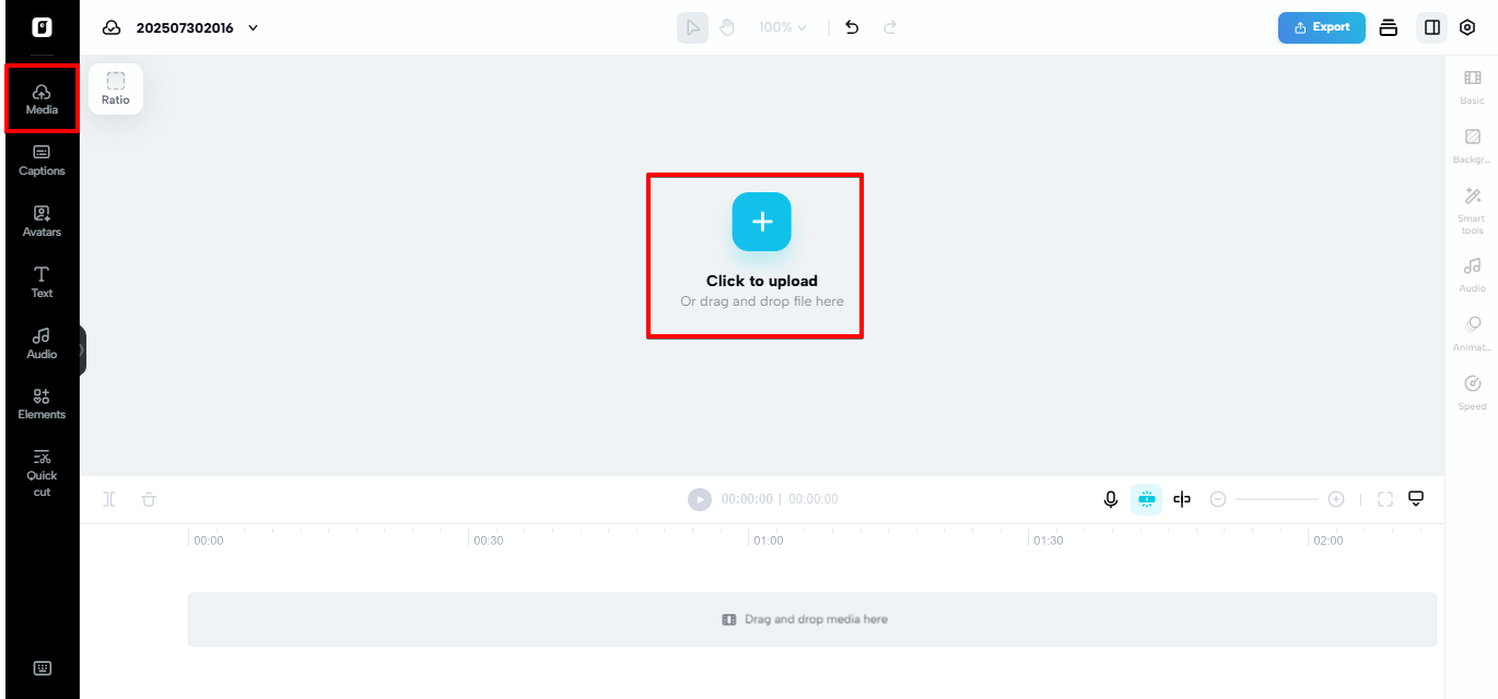 Uploading video to Pippit
