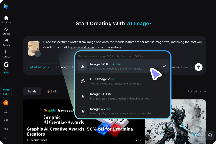 Select your model and settings, then generate
