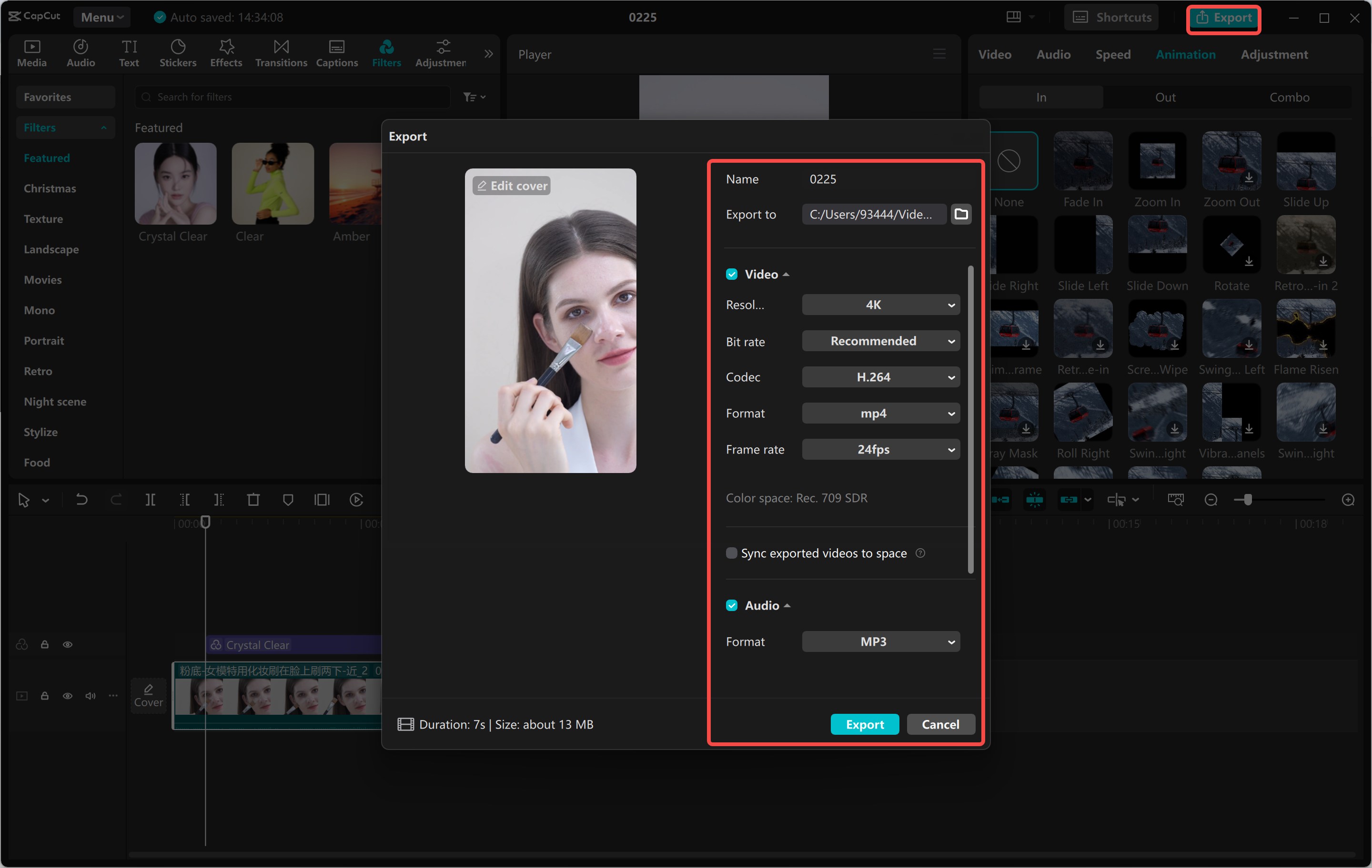 Exporting a video from the CapCut desktop video editor