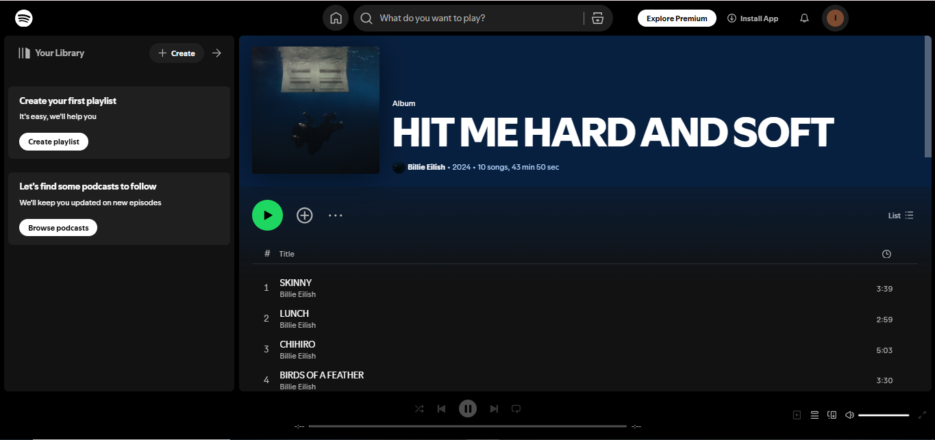 HIT ME HARD AND SOFT by Billie Eilish—the album with the highest Spotify streams