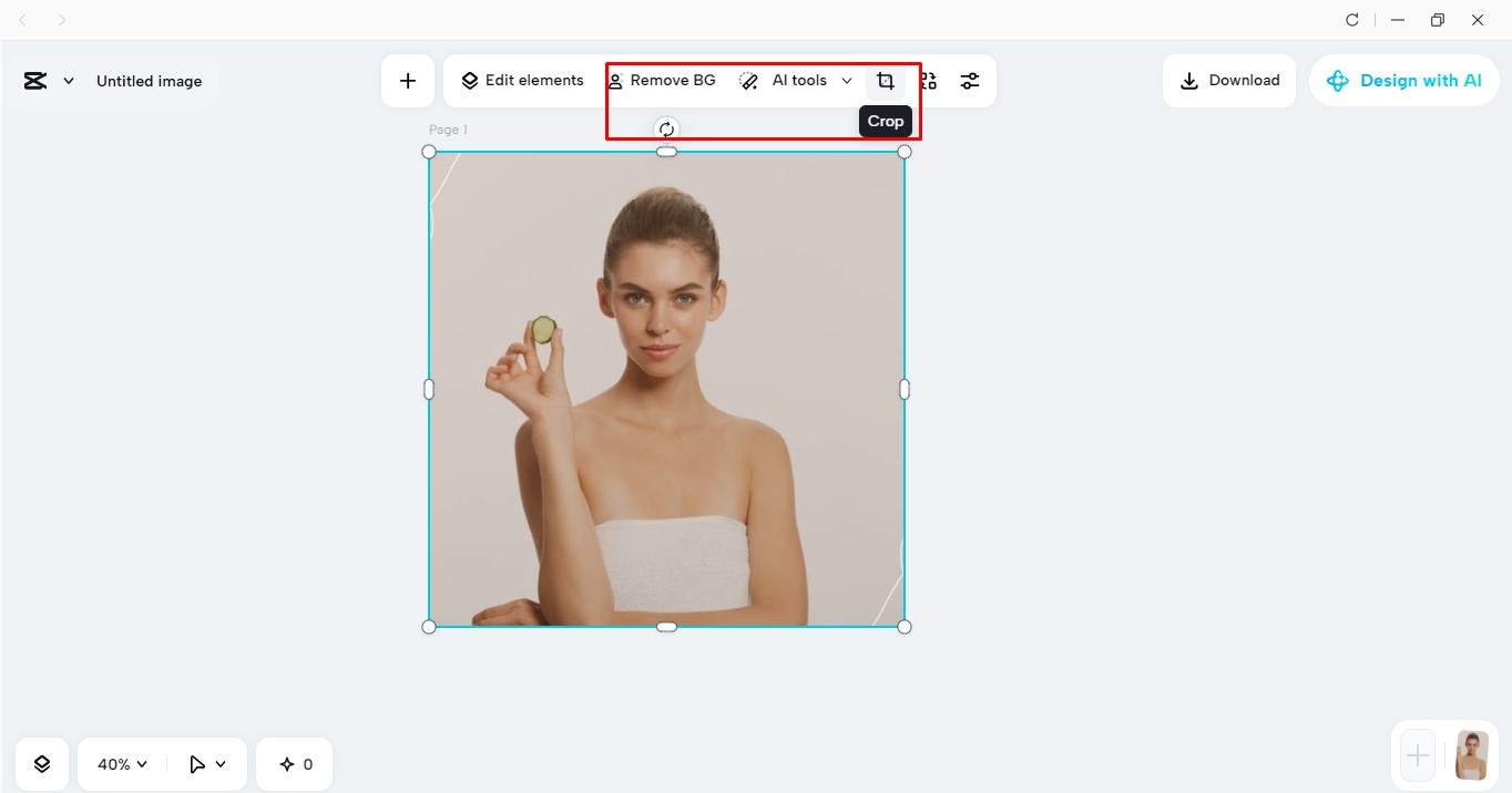 Crop your image in the CapCut