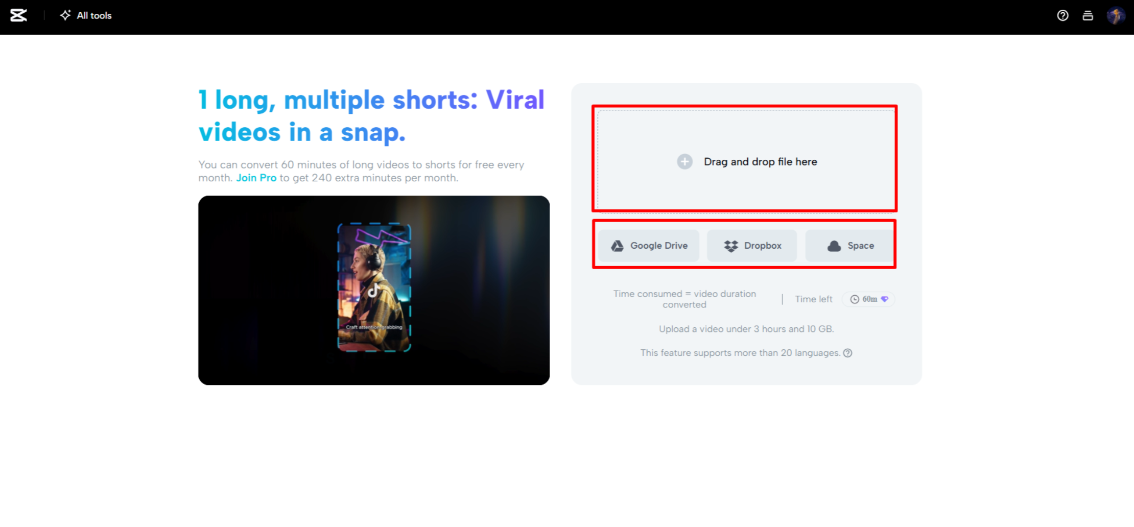 Hochladen des Musikfestival-Videos in CapCut Web